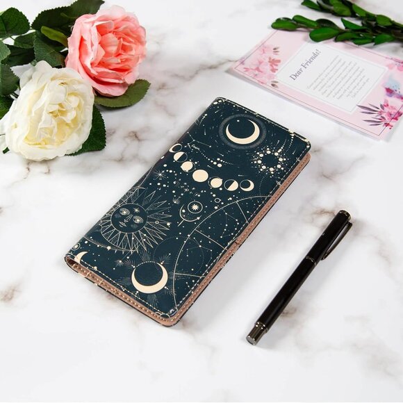 Slim Leather Wallet Women RFID Blocking Bifold Clutch Zodiac Signs - Picture 3 of 7